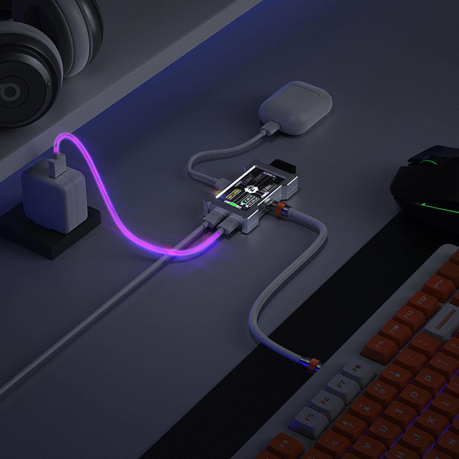 Wieloportowy hub USB C z zewnętrznym wejściem zasilania, transfer danych, koncentrator gamingowy, akcesoria do transmisji danych, akcesoria USB