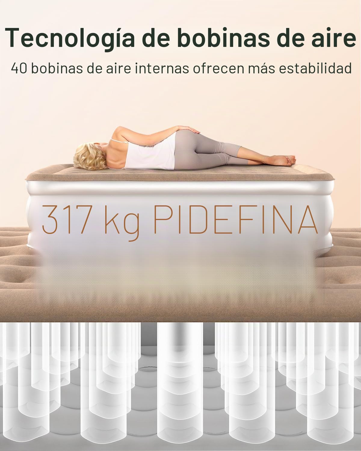 Airefina Colchón Hinchable con Bomba Integrada, Premium Colchon Hinchable, Hinchado Rápido en 3 Minutos, Colchón Inflable Matrimonio para Uso en Casa de Camping-152 x 203 x 40 cm