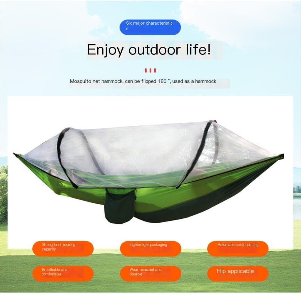 Hammock Anti-Mosquito Outdoor Hammock Double Anti-Rollover Insect-Proof Hammock Camping Portable Hanging Hammock Hammocks for Outside(C,260 * 140cm)