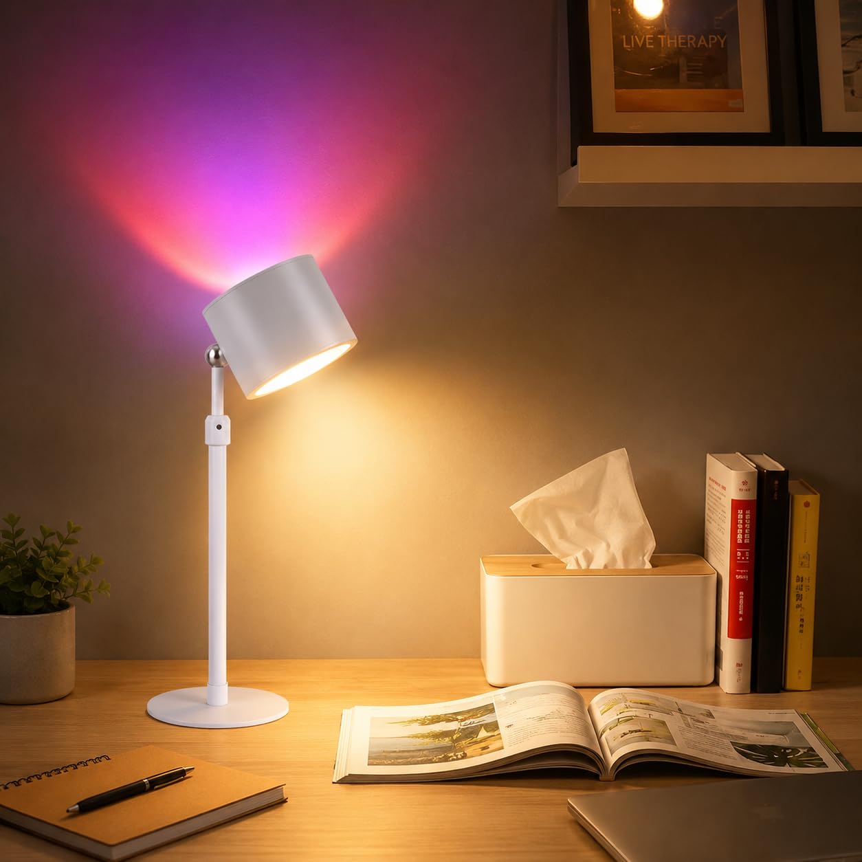 3-in-1 Magnetic LED Lamp, USB Rechargeable Table Lamp with Remote Control, 7 Color Modes, Dimmable 360° Rotating Light, Wall Mount, Clip-On & Desk Lamp for Bedroom, Study & Reading-image-46