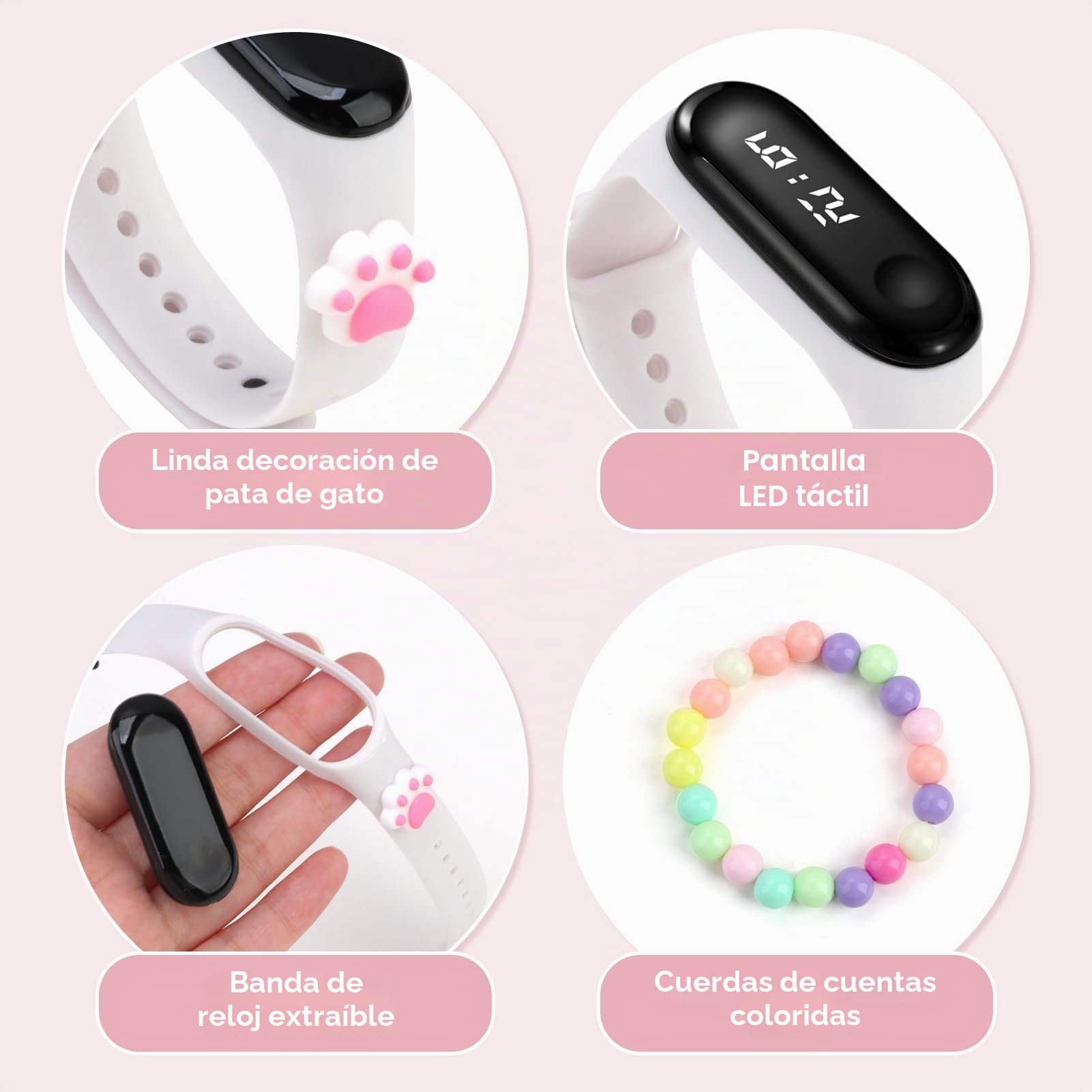 Reloj digital deportivo infantil con correa de silicona impermeable para niños 6-15 años