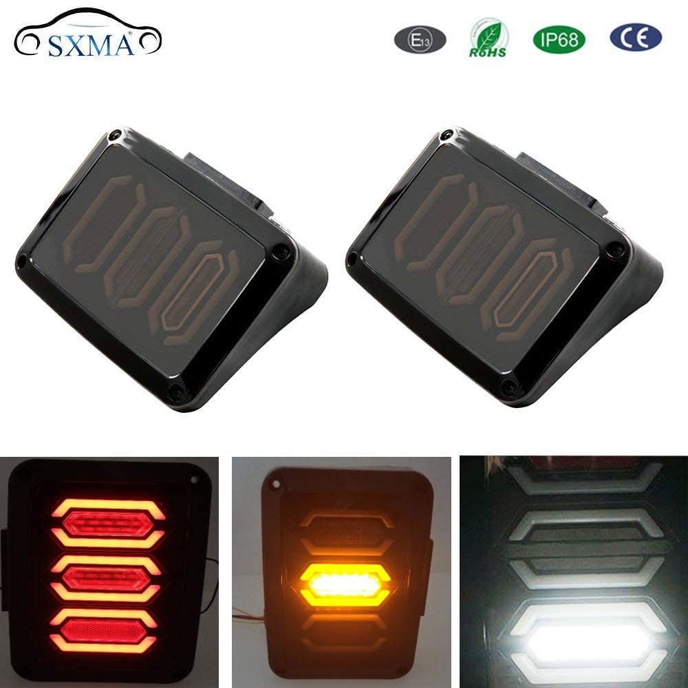 SXMA Luci posteriori a LED Freno Indicatori di direzione Luce di retromarcia Luci posteriori Luci di marcia diurna Versione Euro per Wrangler JK 2007-2017 (coppia)