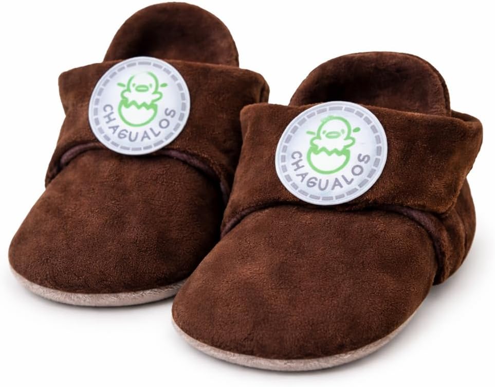 Baby Leather Booties Soft Sole – Brown | Newborn Shoes & Infant Booties 6-12 Months, Handmade Suede Slippers for Boys & Girls