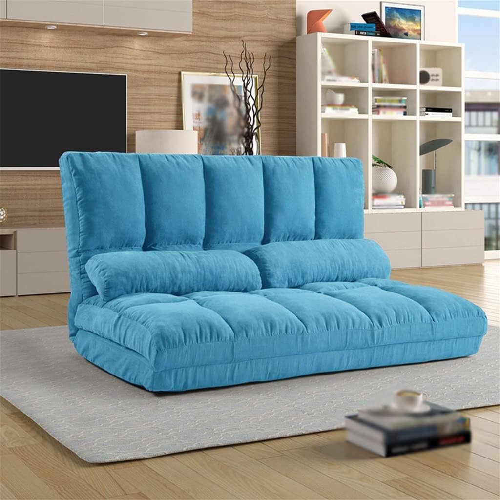 Sofa Bed Chaise Lounge Floor Couch Living Room Furniture Adjustable with Two Pillows