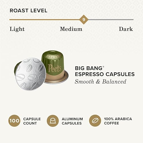 Miniatura 26 de Peet's Coffee - Cápsulas de café espresso descafeinado Ristretto Intensity 9, cápsulas de café de una sola taza, compatibles con cafeteras Nespresso