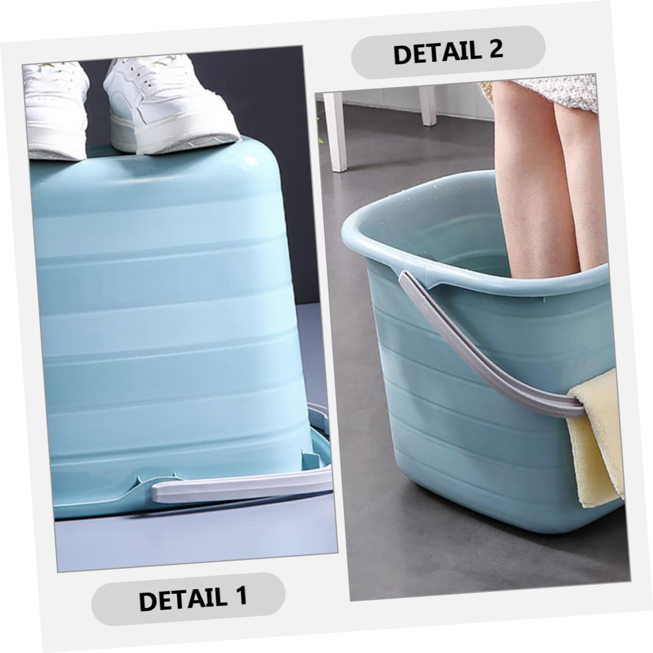 Garneck Secchio di Plastica Manico 11l Rettangolare, Contenitore D’acqua per Casa, Giardinaggio e Pulizia, Resistente All’ossidazione, Facile da Trasportare e Lavare