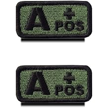 Zcketo 2 Pcs Tactical Army Green Blood Type A+ Positive Patch Embroidered Hook and Loop Military Medic First Aid Emblem Patch for Outdoors Travel Military CS Medical Aid Bag PouchA+