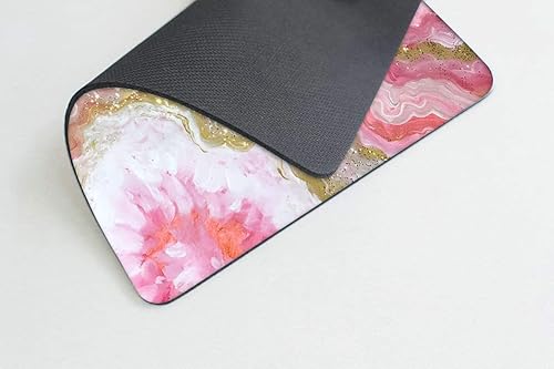 Miniatura 3 de Dazzling Geode - Alfombrilla de mouse personalizada con diseño de mármol rosa dorado, base de goma antideslizante, para computadoras, laptop,