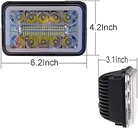 Vista 3 de 4 PCS DOT Approved 4x6 Inch Halo Headlights Replacement H4651 H4652 H4656 H4666 H6545 Compatible With Peterbilt Kenworth Freightinger Ford Probe