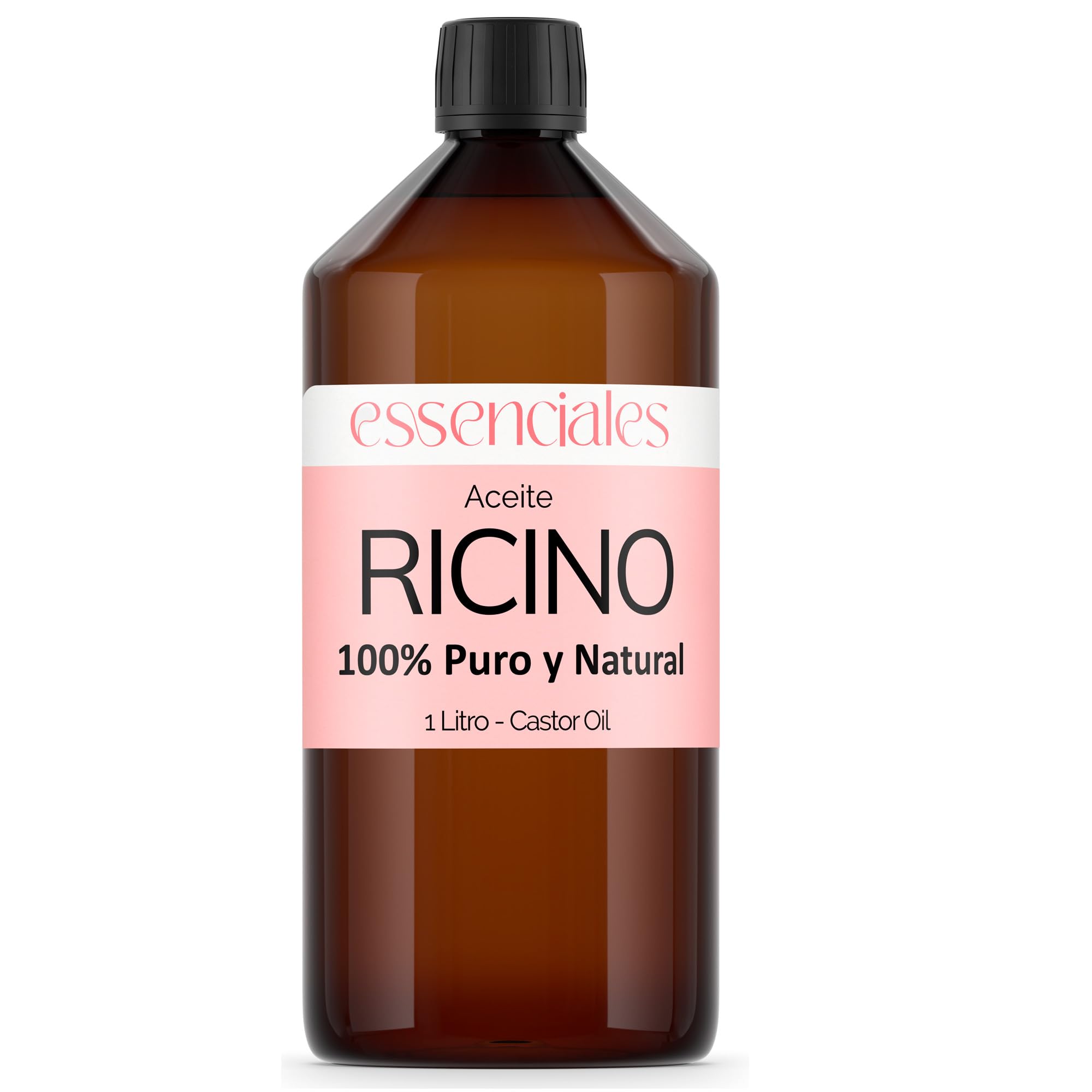 Essenciales - Aceite Vegetal de Ricino, 100% Puro y Natural, 1 Litro | Aceite Vegetal Ricinus Communis, 1º Presión en Frío