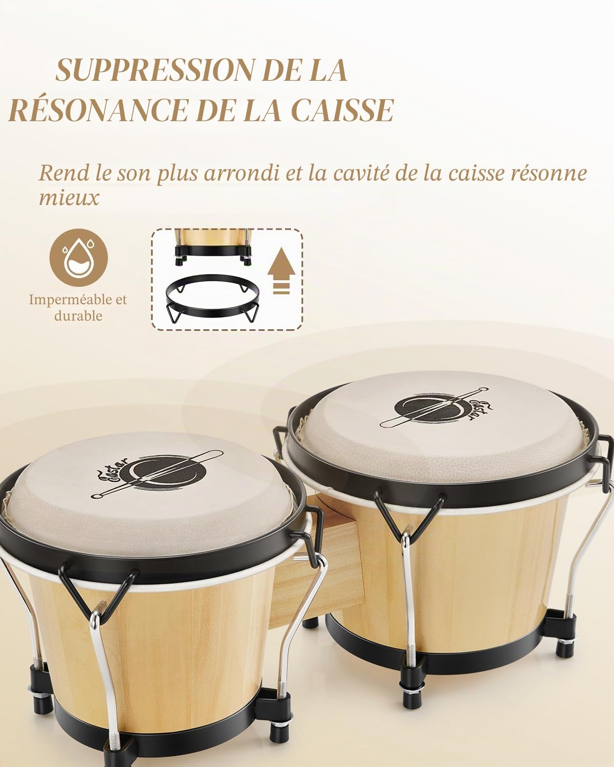 Eastar Bongo en Bois 6 et 7 Pouces avec Housse (6 + 7 pouces)