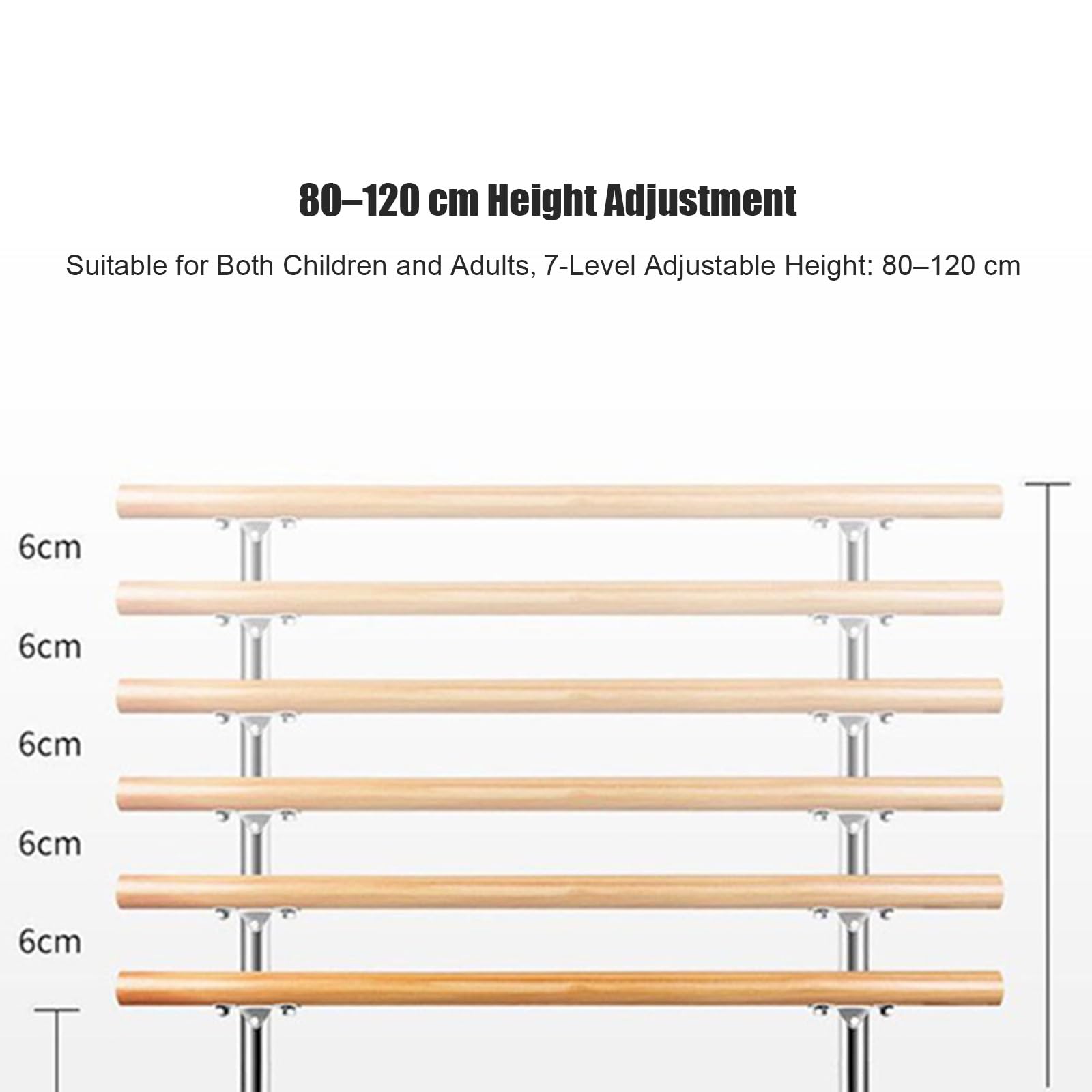 Barra de ballet doble para montar en la pared,barra de danza de madera de altura ajustable para niño y adultos,barra de estiramientos para gimnasio en casa para practicar ballet yoga danza y fitness