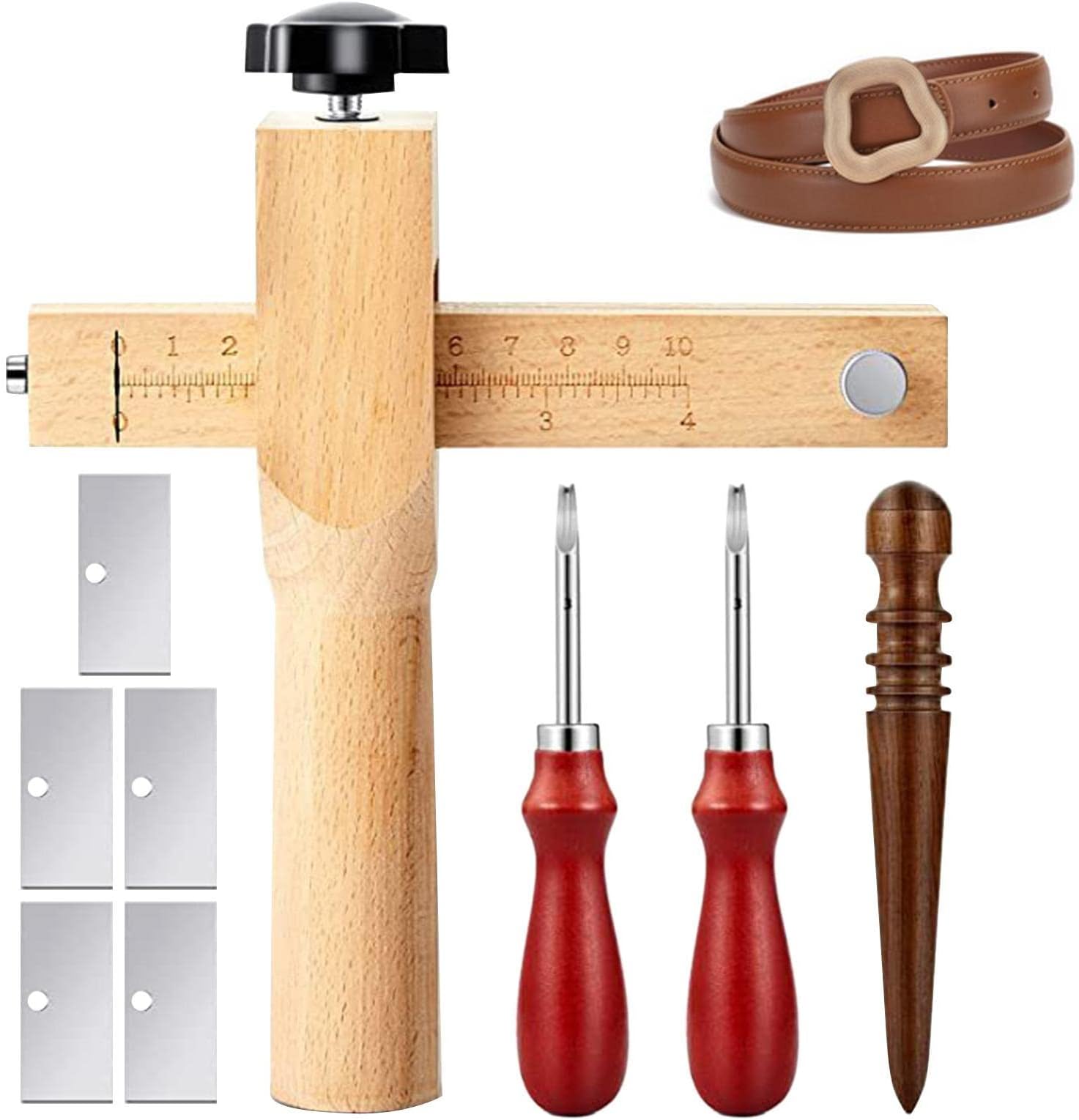 Leather Crafting Tools, Leather Sewing Tools, Leather Craft Tool Kit Compact Beginner Upholstery Repair Kit Waxed Thread Thimble for Punch Stitching Leather Sewing Craft Makin