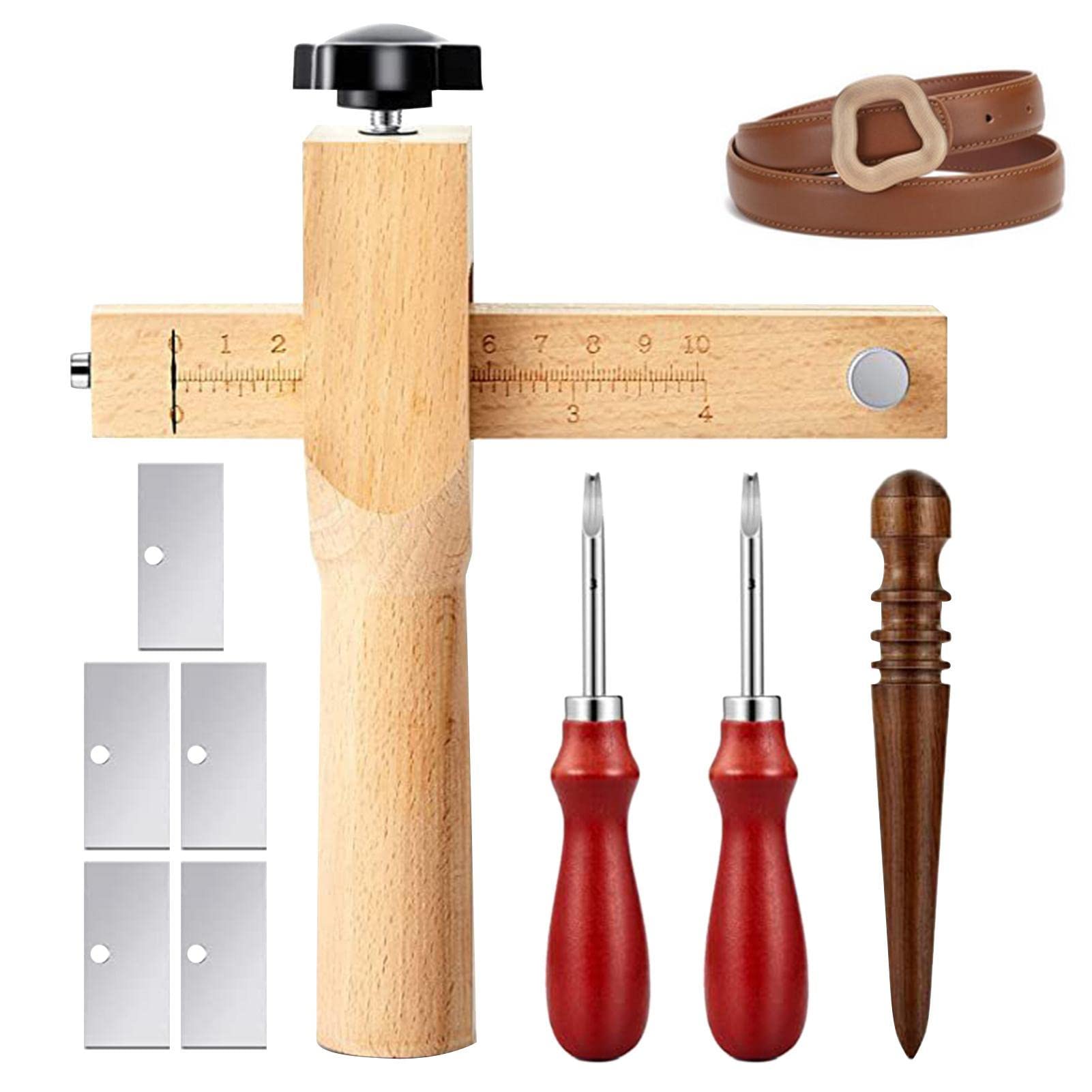 Leather Crafting Tools, Leather Sewing Tools, Leather Craft Tool Kit Compact Beginner Upholstery Repair Kit Waxed Thread Thimble for Punch Stitching Leather Sewing Craft Makin