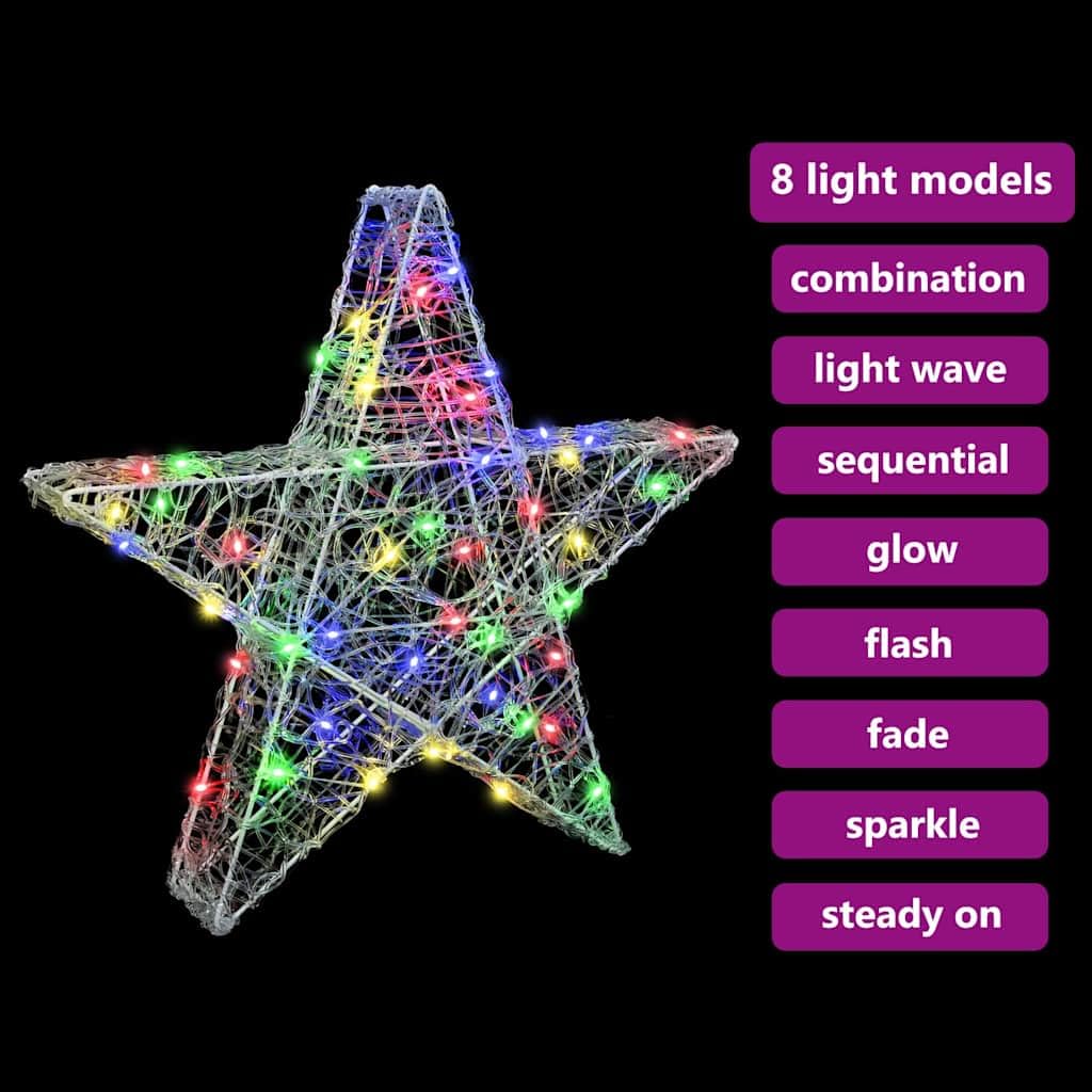 3D Stern mit 50 LEDs Mehrfarbig Acryl Weihnachtsbaumschmuck 55 x 53,5 x 10 cm dekoratives Ornament für Wohnzimmer und Advent mit USB Stromversorgung und Fernbedienung