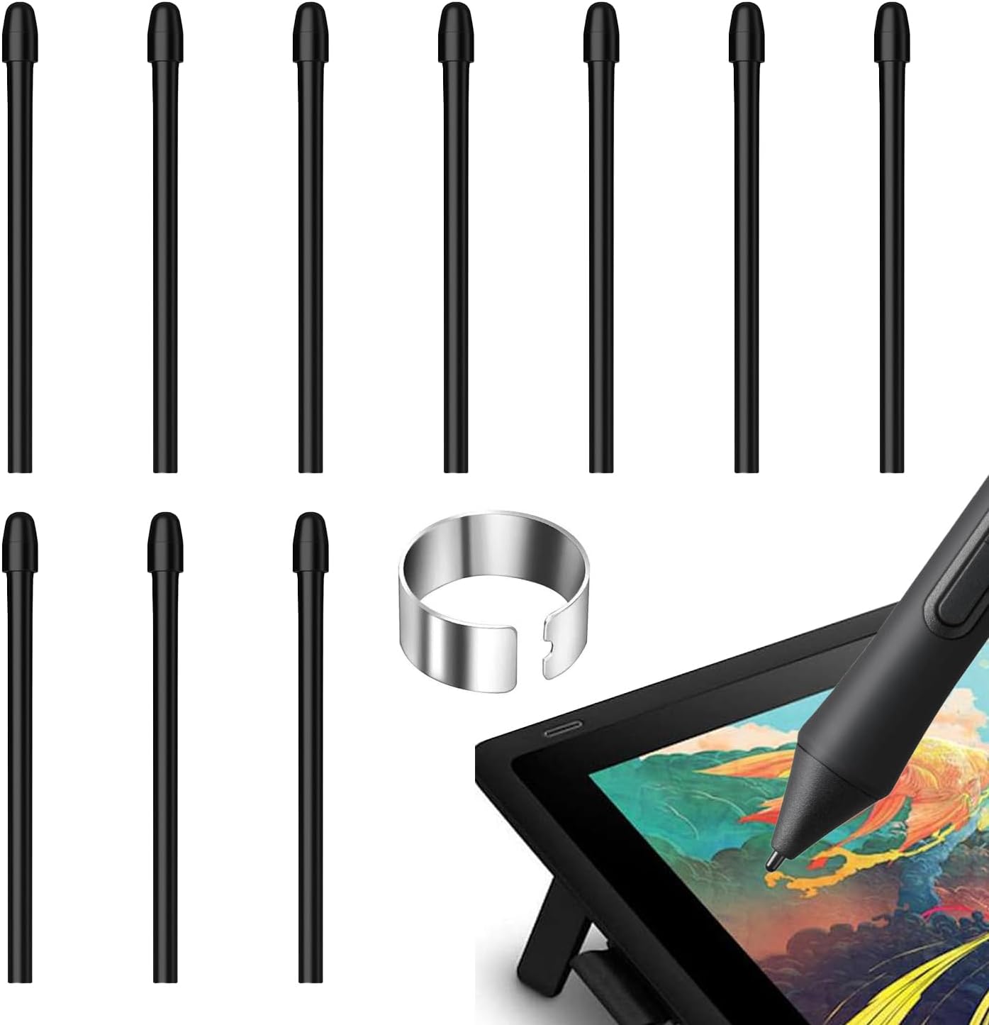 10PCS Standard Pen Nibs for WACOM, Replacement Pen Tips with Removal Tool, Compatible with Wacom Intuos Pro, Cintiq Pro, MobileStudio Pro, DTK,PTH,DTH (Pen Nibs for WACOM)