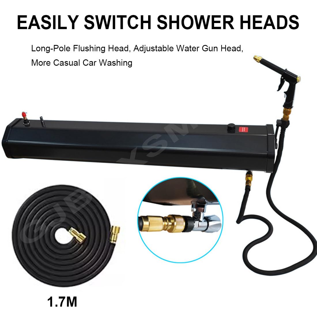 Depósito de agua presurizado portátil con manguera y boquilla para duchas al aire libre y limpieza de vehículos, ligero y duradero para acampar y uso fuera de la red