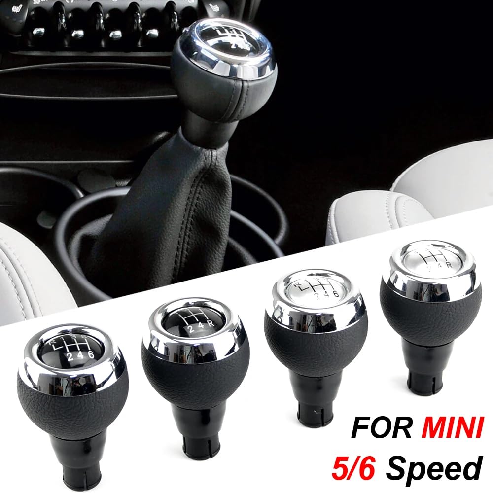 Pommeau De Levier De Vitesse 6 Vitesses Pour Mini Cooper R55 R56 R57 R58 - Remplacement Direct En ABS Et Cuir PU - Installation Facile Sans Perçage - 5