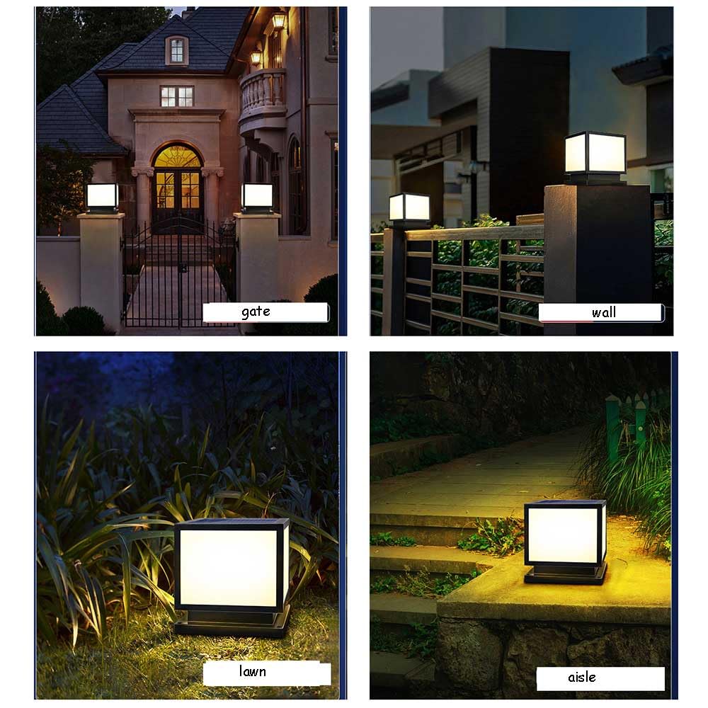 Luci a Colonna solari a LED per Esterni,Impermeabili,quadrate,di Grandi Dimensioni,Nere,con Telecomando,Ideali per Illuminazione di Giardini e paesaggi.