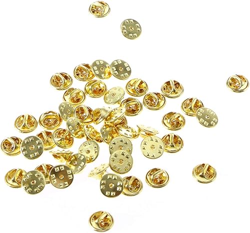 100 piezas de dorso de pasador dorado, parte trasera de pasador de bloqueo de metal, embrague de latón para broche, corbata, sombrero, insignia,