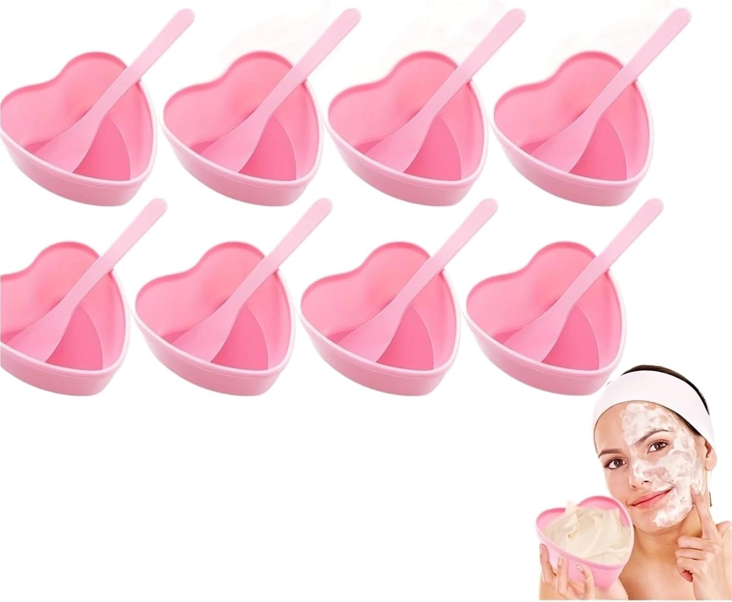 36pcs 18sets Facial Bowls Pink Heart Shaped Facial Mask Mixing Bowl with Scraper Plastic DIY Skin Care Tool, Suitable for Family and Salon