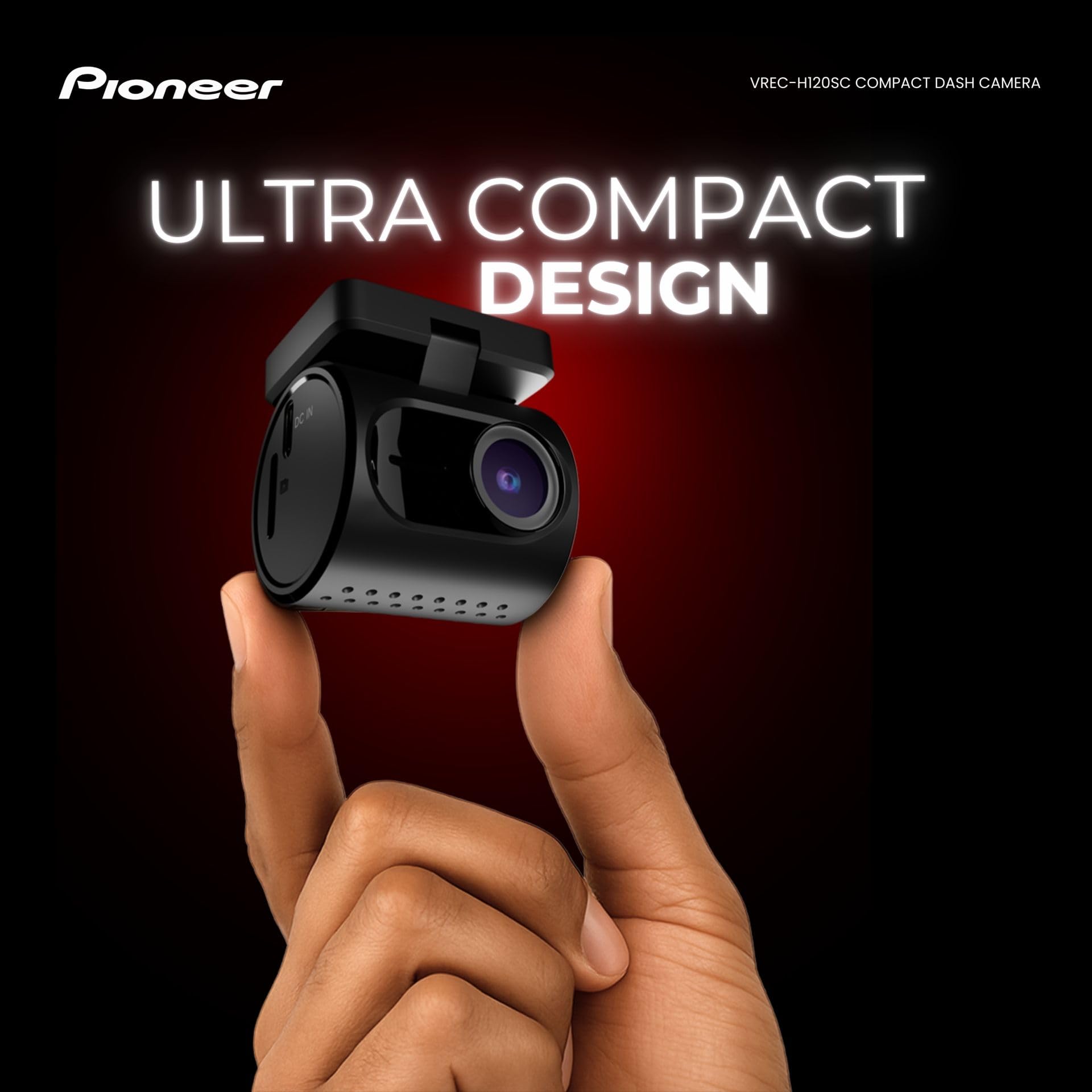 Pioneer VREC-H120SC Kamera samochodowa: przednia kamera 1-kanałowa z rozdzielczością 1.5K, szerokokątnym obiektywem 120°, funkcją Wi-Fi, czujnikiem G i aplikacją Pioneer ai.sense