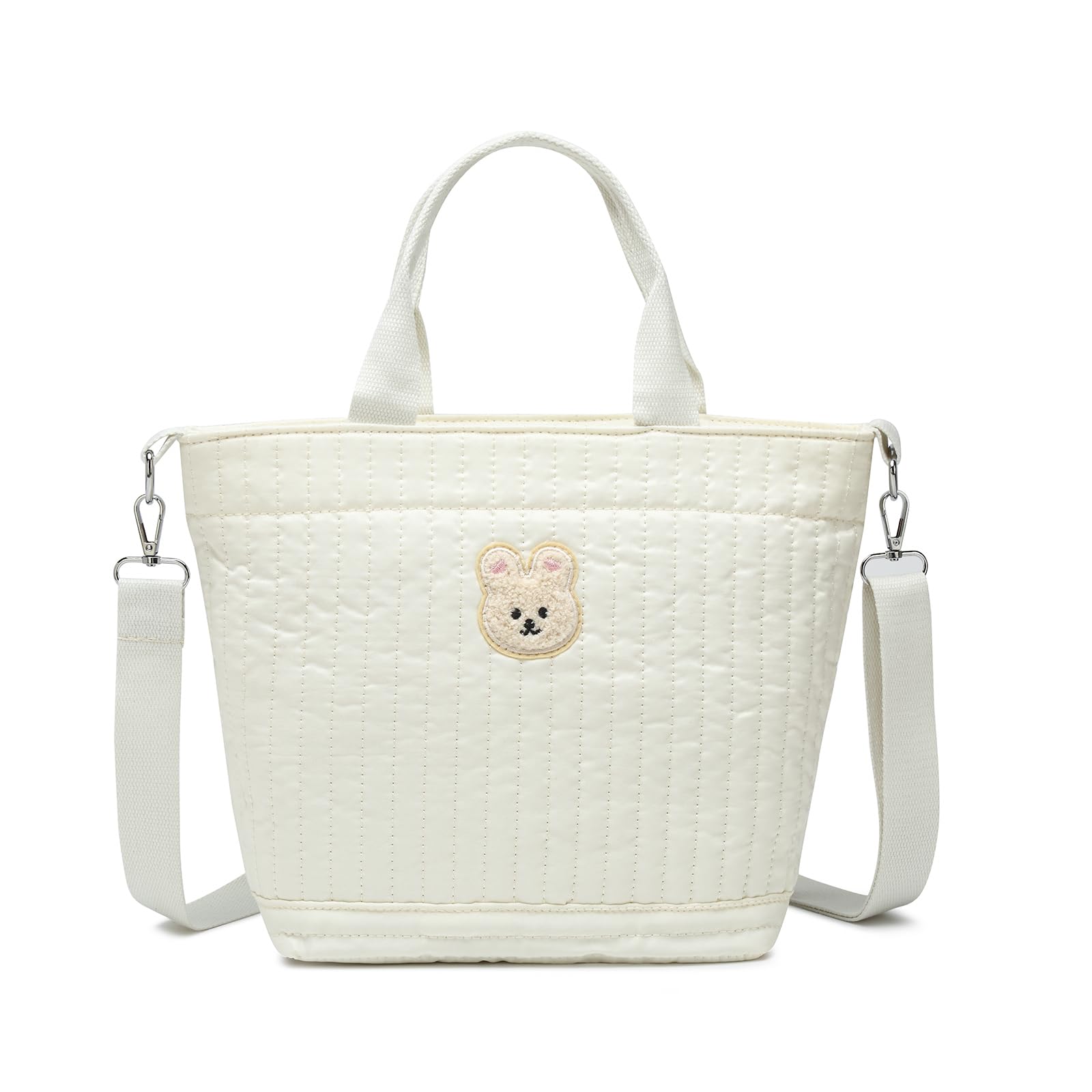 Small Diaper Bag Tote, Crossbody Diaper Bag Mini Purse with 2 Pockets, Travel Baby Bag for boys & Girls, Insulated Pockets, Off white