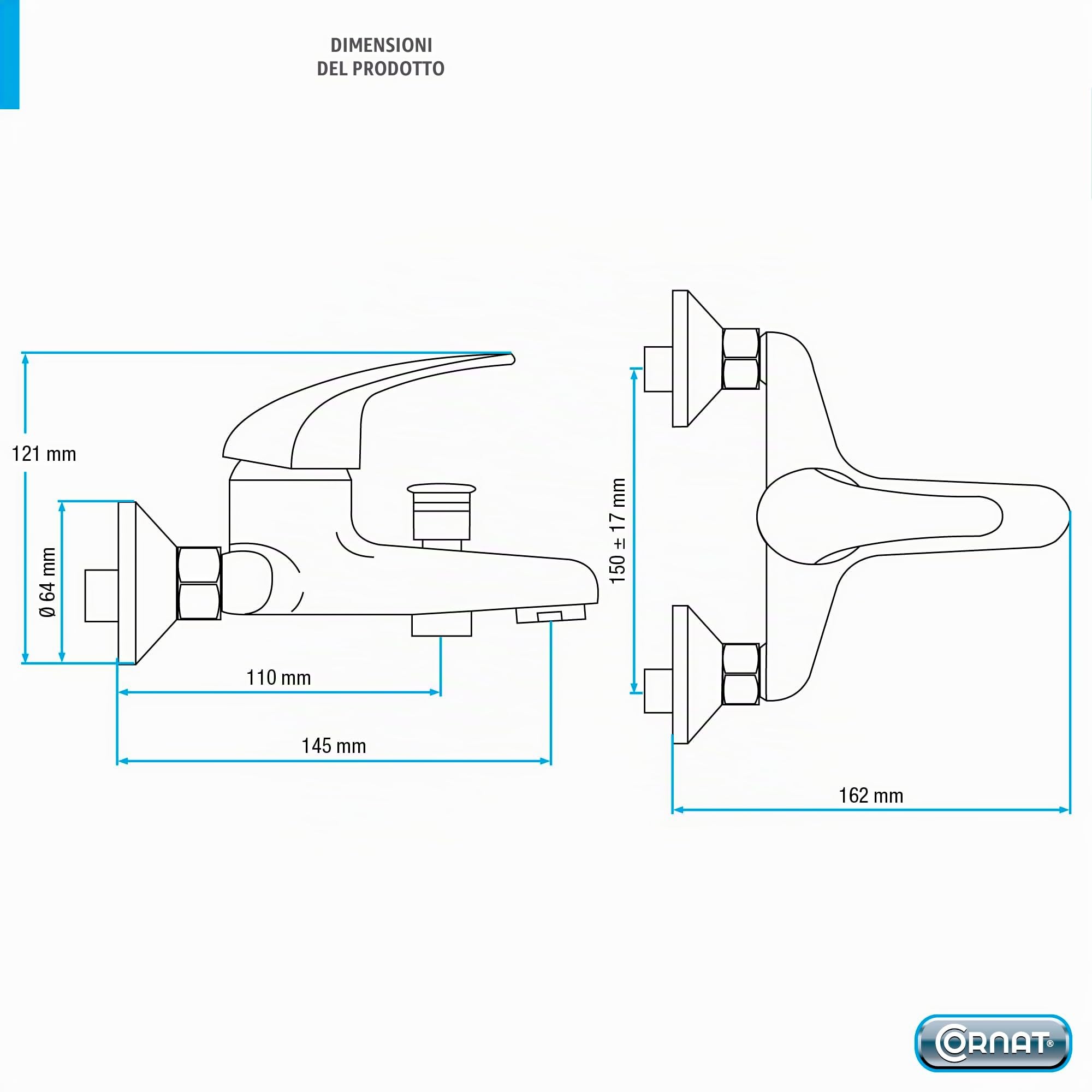 PICCOLO SA841 - Miscelatore monocomando per vasca da bagno, cromato