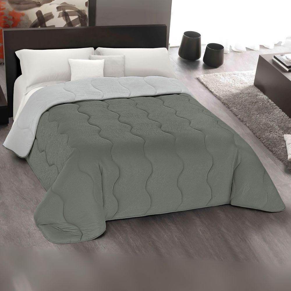 MAXIME MAISON - Colchas Cama 150 Modernas (245x265cm) Colcha de Invierno (300 gr/mq) Coloración Doble Cara, Cubre Cama en Microfibra Suave Made in Italy (Gris/Plata) Colcha Cama 180