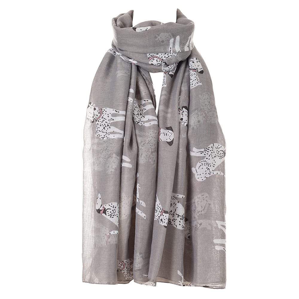 London Scarfs Ladies Women s Dachshund Sausage Dog Scarves of Cute Animal Print Oversize Long Scarf Wrap Shawl (Dalmatian Dog Silver)