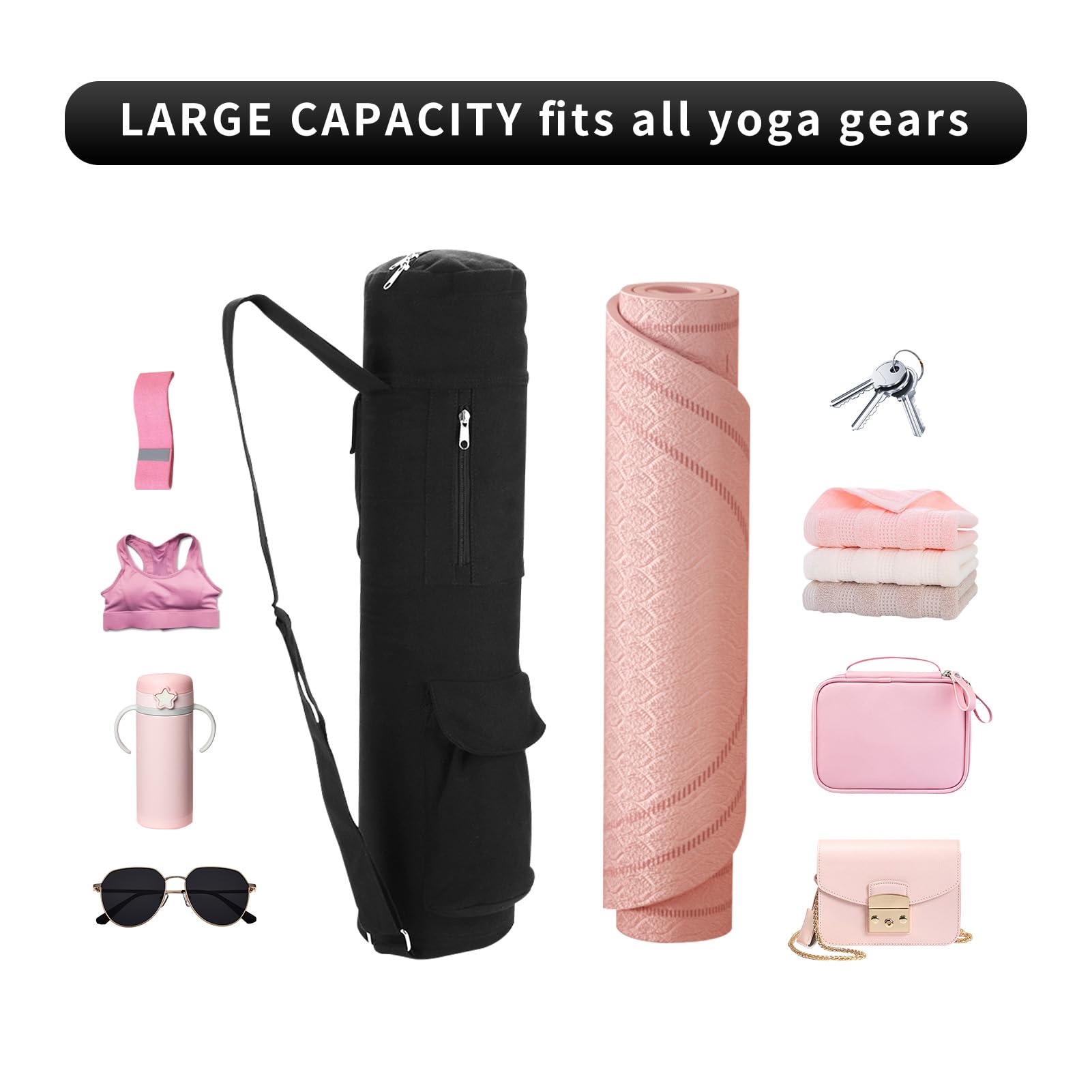 Borsa Per Tappetino da Yoga Borsa Per Tappetino da Yoga in Tela Borsa da Yoga Multifunzionale Zaino da Trasporto Per Yoga con Cinturino Regolabile Per Riporre Tappetini da Yoga