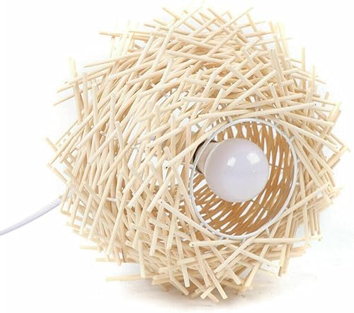 Miniatura 6 de Fetcoi Lámpara colgante hecha a mano con forma de nido de pájaro para dormitorio o sala de estar, 15.7 in