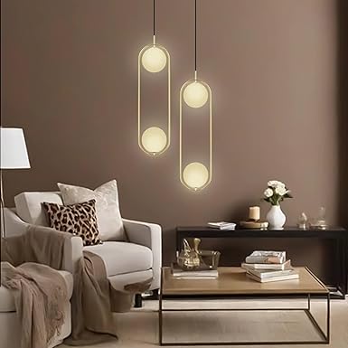 Harold Electricals Golden Varsana Hanging Pendant Light for Living Room, Hall, Dining Area, Bedroom, Kitchen & Office (Bulb Included)- Pack of 2