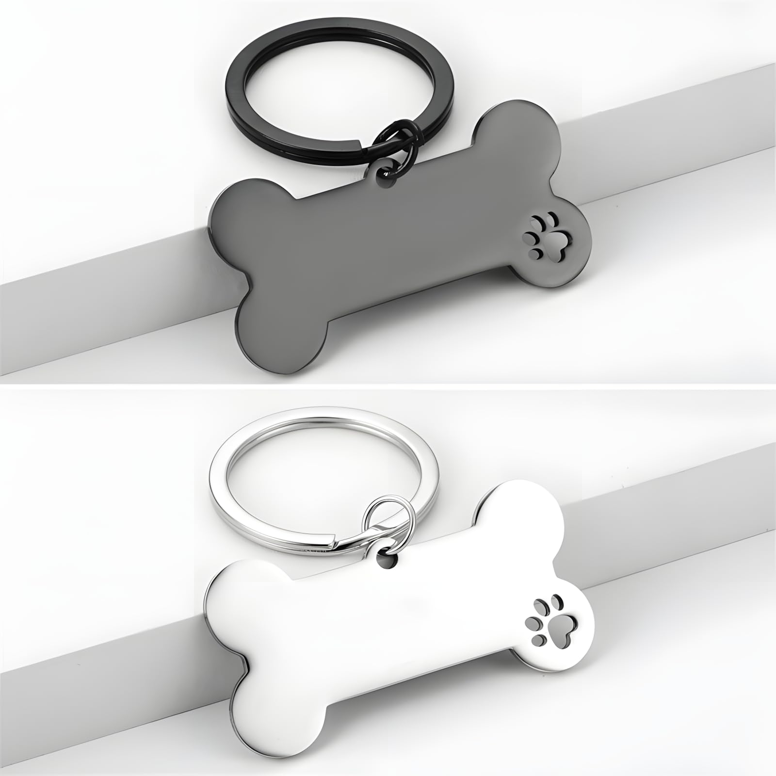 2 PCS White Bone Shaped Personalised Pet ID Tags, Engraved DIY Dog & Cat Tags, Normal - Image 4