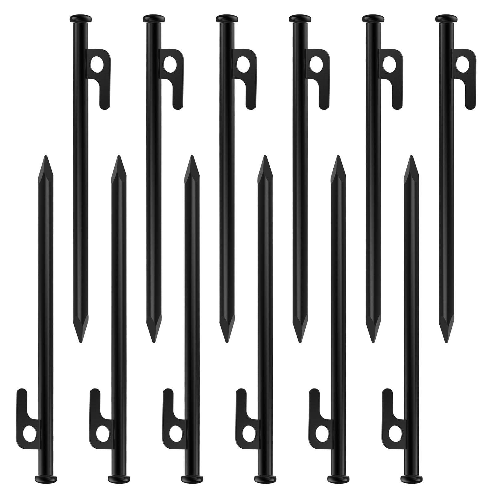 AYAMAYA Lot de 12 piquets de tente, piquets de tente en acier forgé robuste de 25,4 cm, piquets de tente de camping en métal épais, avec sac de rangement pour auvent, bâche, pluie, accessoires de