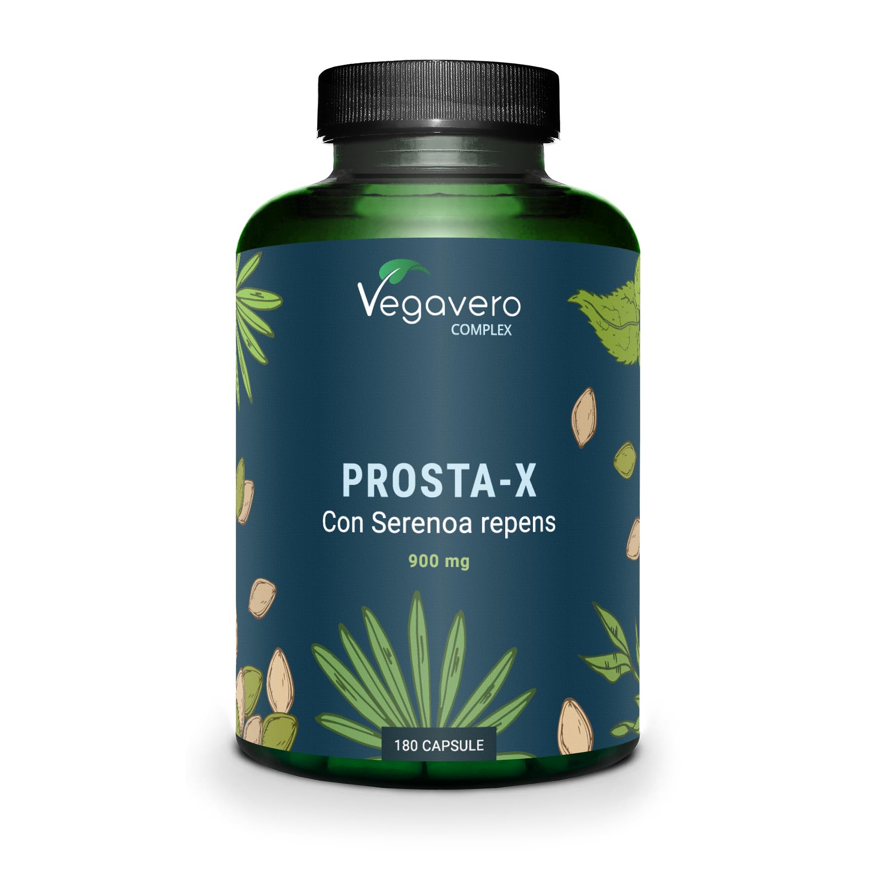 Apoyo Próstata Vegavero | Saw Palmetto 900 mg | Extracto 20:1 | 180 Cápsulas | Con Ortiga Verde, Sauzgatillo, Calabaza | Salud Vías Urinarias | Vegano