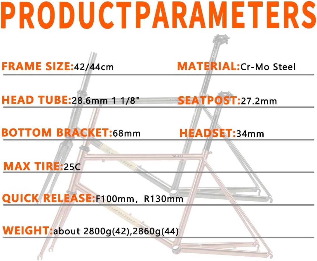 451 BMX Bike Frame 42cm 44cm C Brake Bikes Frame Cr-Mo Steel Bike Frameset 100/130mm Quick Release Bicycle Frame with Fork BB68mm