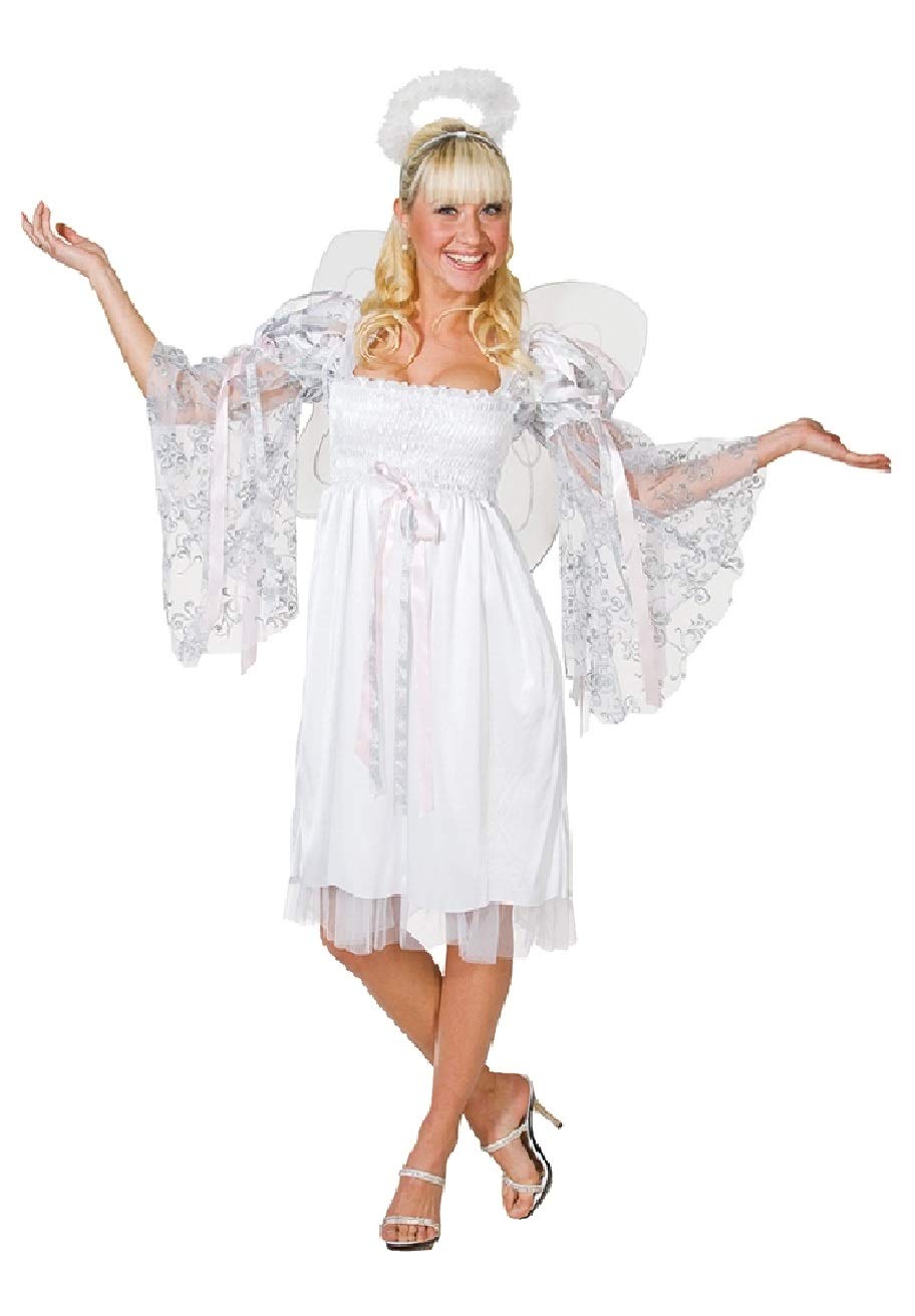 R889010 weiß-Silber Damen Engel Weihnachts Kostüm Gr.36-40