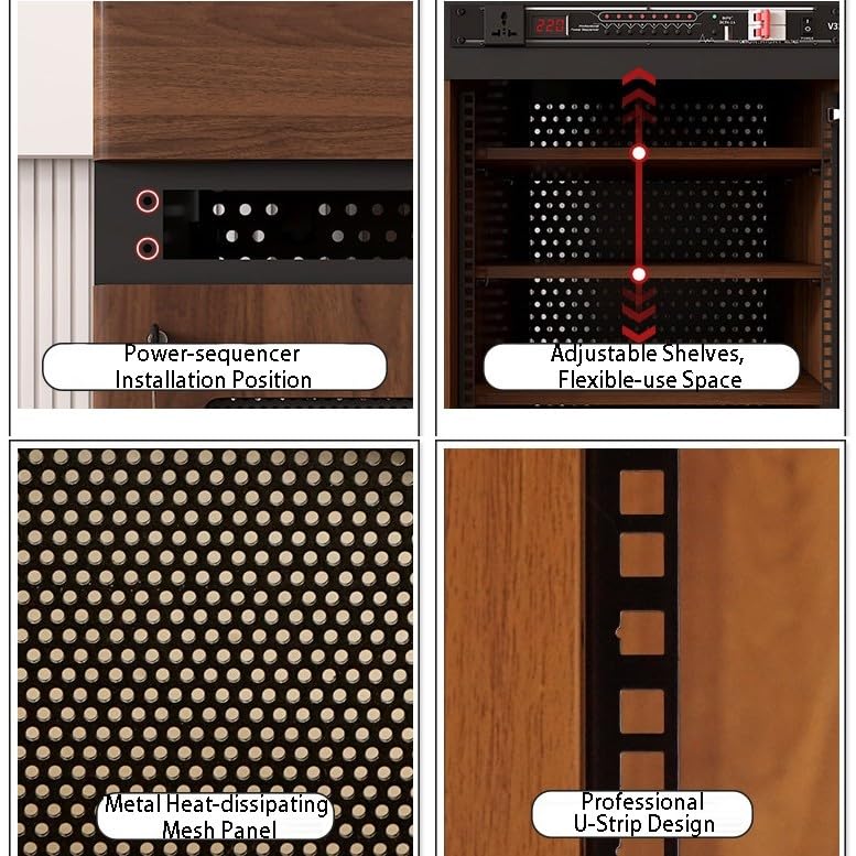 Soporte Multimedia AV Gabinete de Almacenamiento en Rack de Audio Ajustable