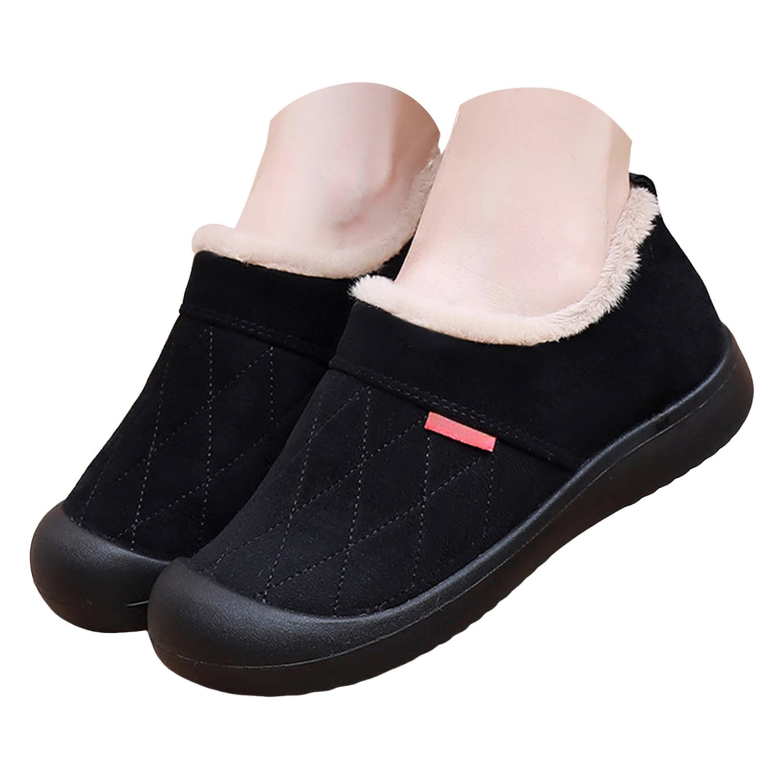 Snow Boots for Women Suede Fuzzy Casual Loafer Fleece Lined Non-Slip Warm Winter Booties Comfortable Lightweight Slip On