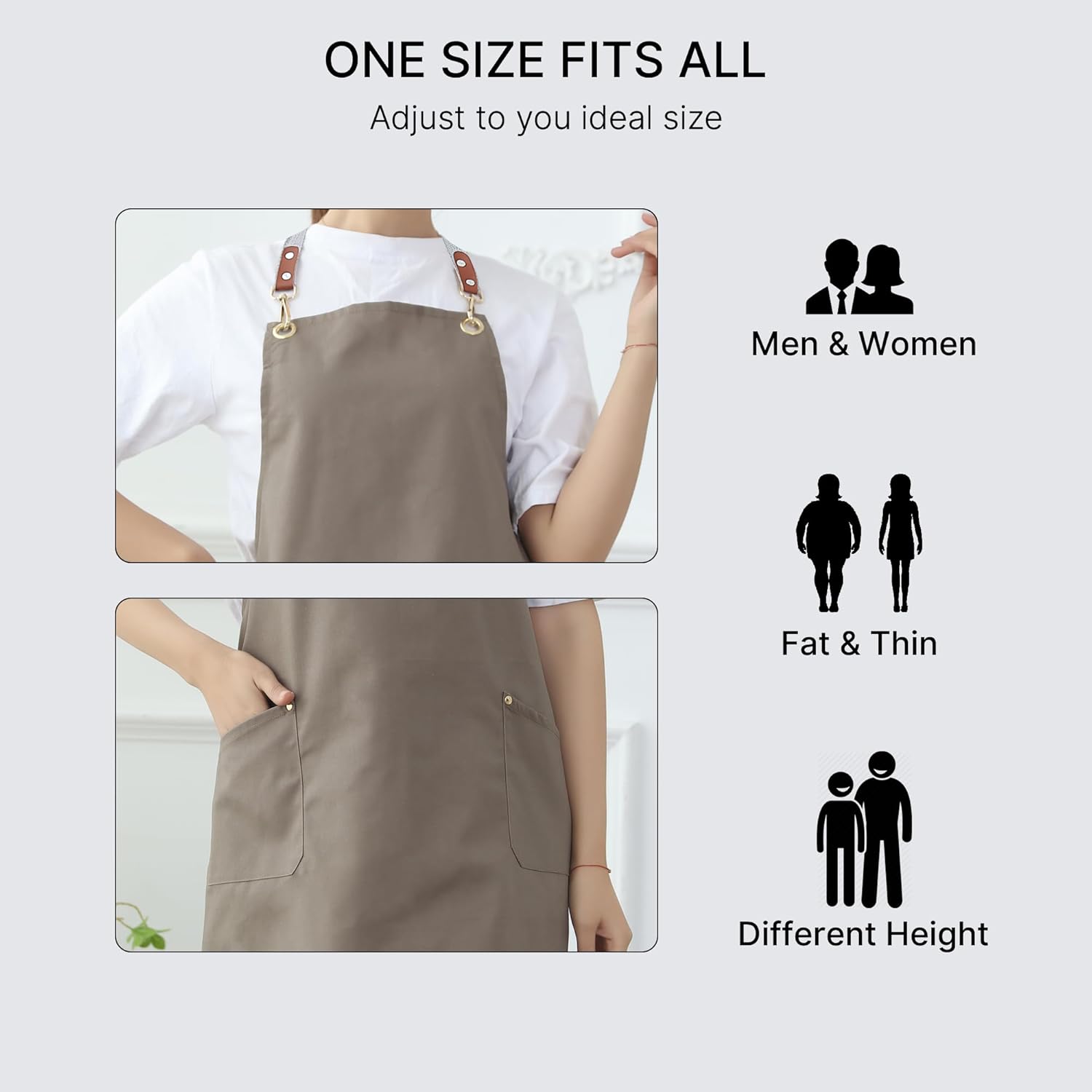 Aprons for Women Men with Pockets Water Drop Resistant Cross Back Adjustable - Image 6