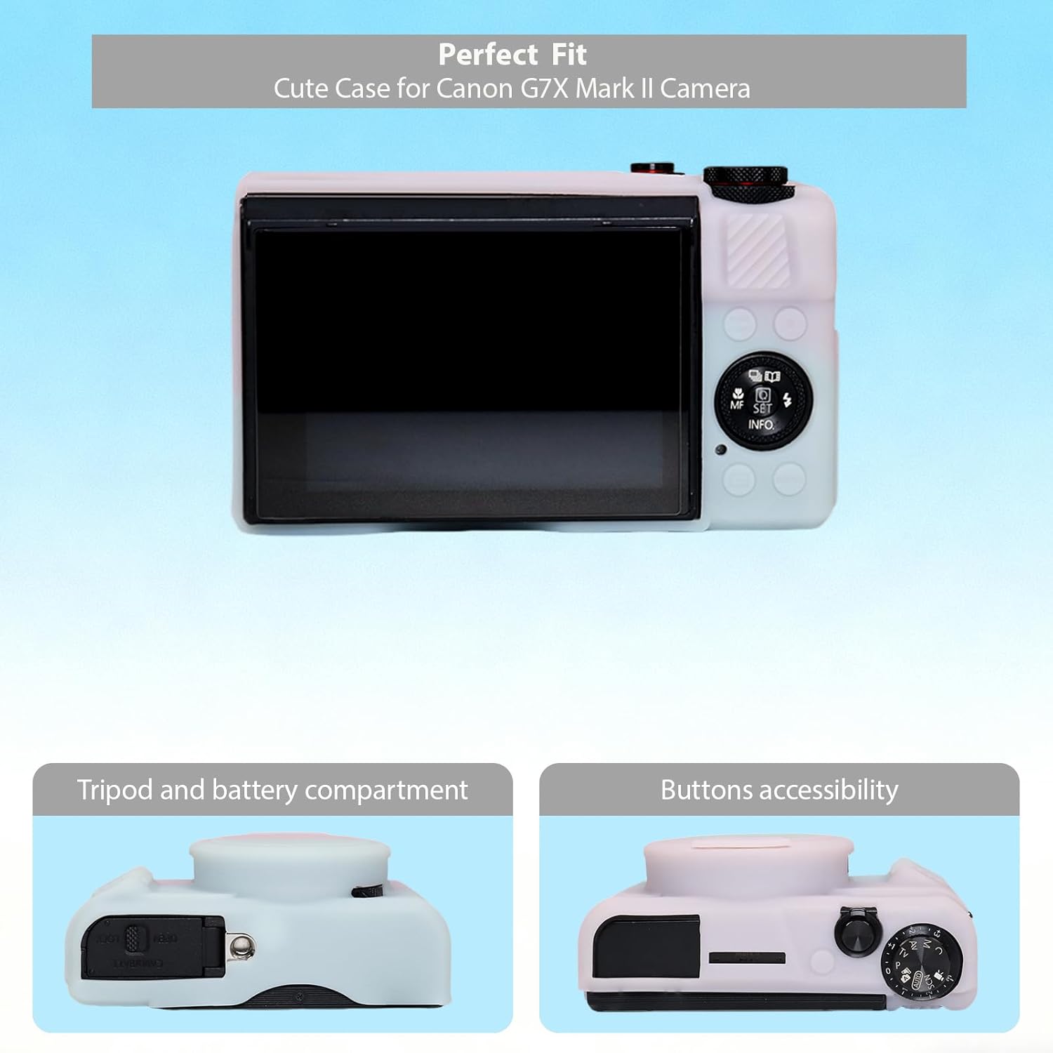 Case for Canon G7X Mark II G7X Camera, Soft Silicone Protective Case, Slim Fit Sleeve with Removable Lens Cover and Screen Protector Accessories, Lightweight, Anti-Scratch (Jelly Pink Green) - Image 4