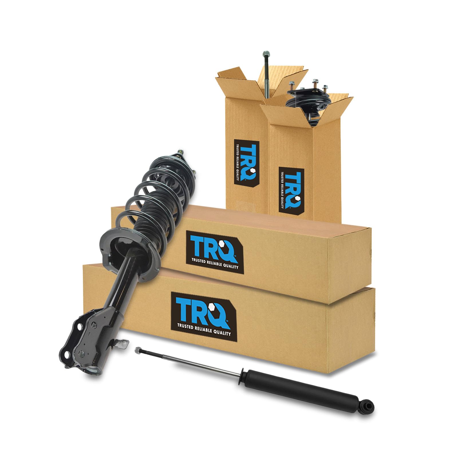 TRQ Front and Rear Complete Strut Assembly &amp; Shock Absorber Kit Complete Strut &amp; Coil Spring Assembly Compatible with 2007-2012 Mazda CX-7