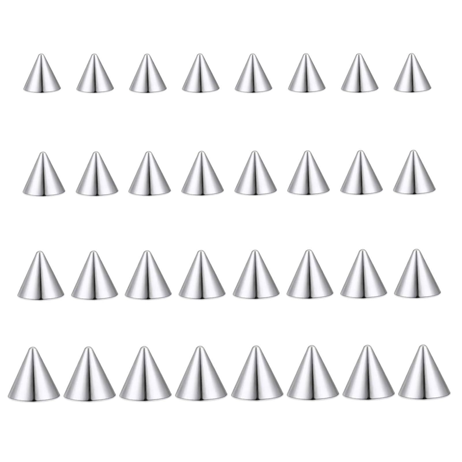 Gojewen 32stk Piercing Spitzen Kugeln 1,2mm Silber Ersatzkugel Perle Schraubkugel 3/4/5/6mm Spikes für Piercing Nase Lippe Augenbrauen Septum