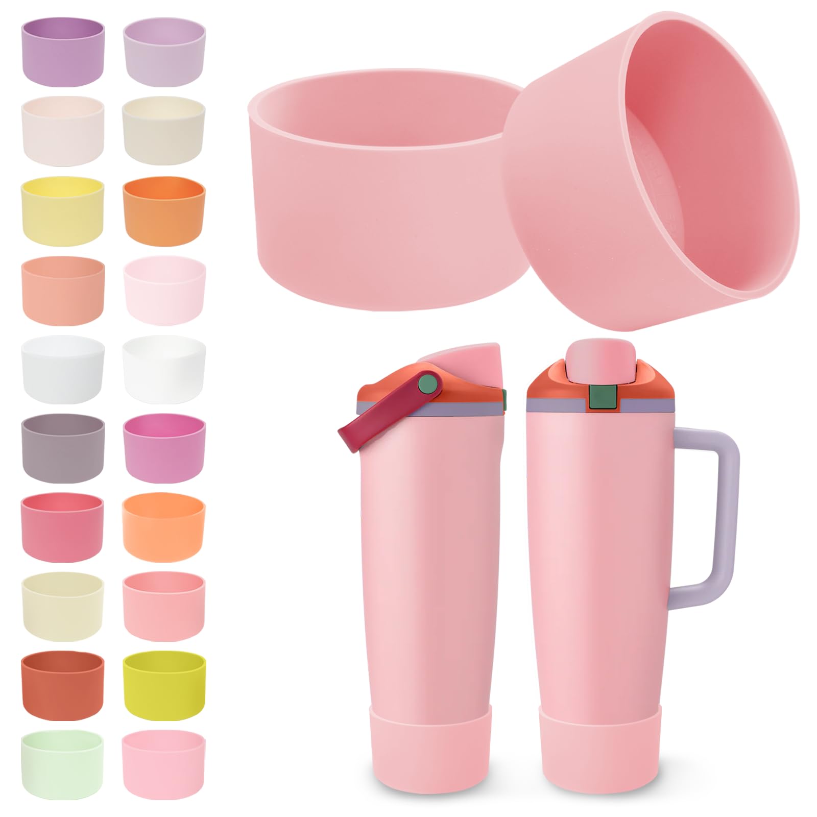 Kaitiaki 2PCS Silicone Boots for Owala 30oz & 40oz FreeSip Sway Bottles & Tumblers โ Non-Slip, Scratch-Resistant, Stability Enhancer for Owala Accessories, Available in 18 Colors (Sugar High Pink) โ image 1