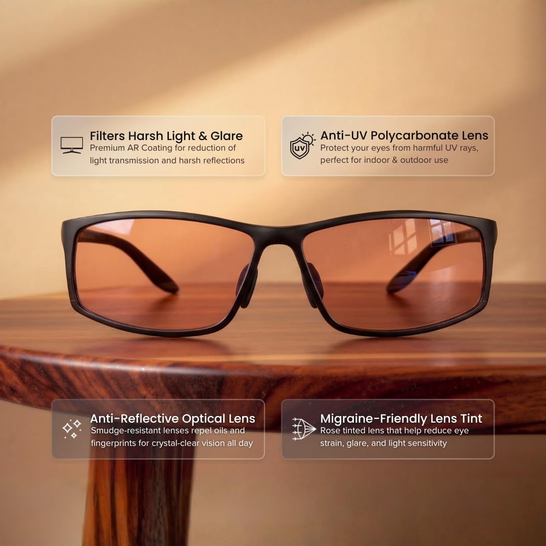 Amazon.com: BRADDELL FL-41 Rose Tinted Blue Light Glasses for