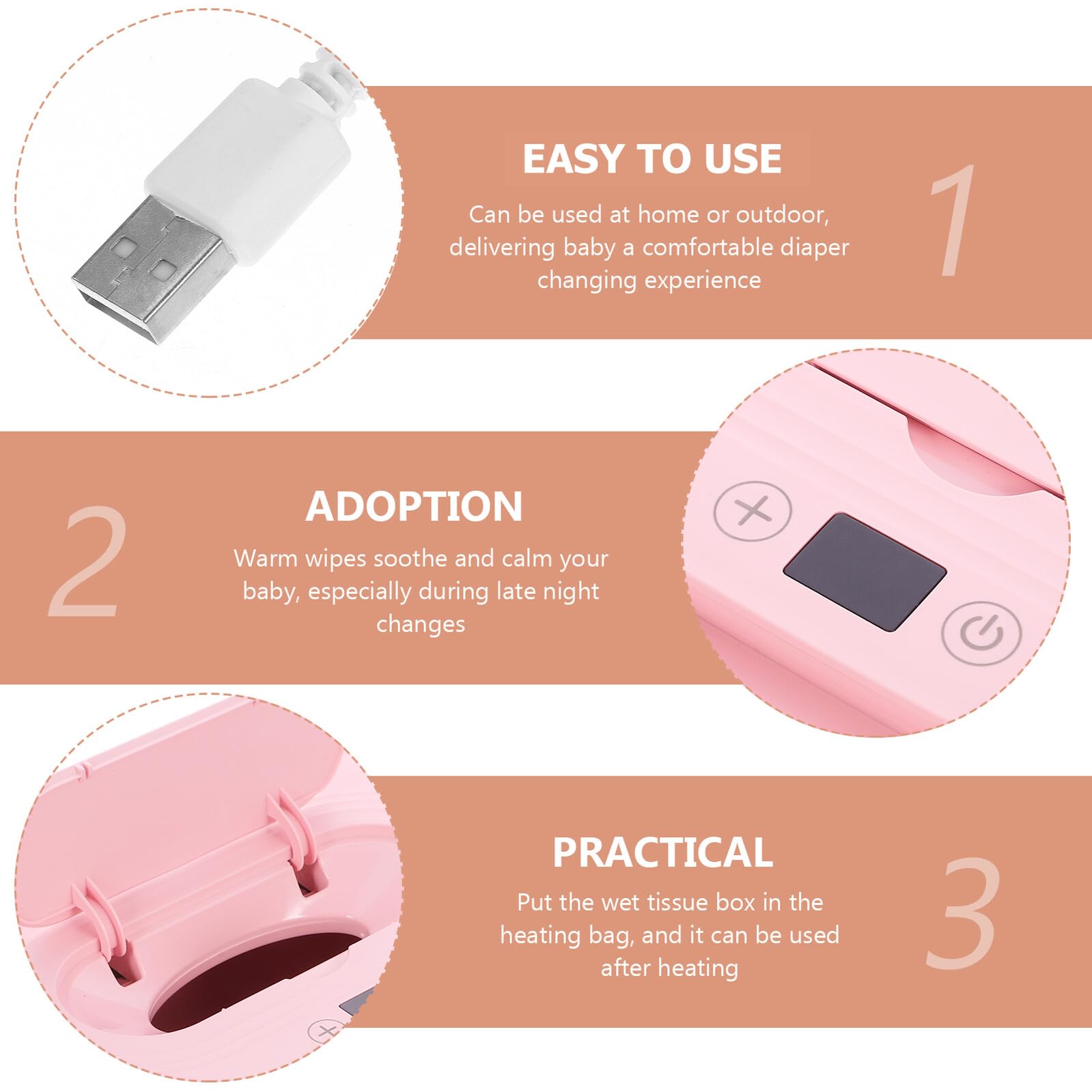 Sosoport 2 Stück Smart Warm And Humid Tissue Box Heater Dispenser Reisetücher Tissue Warmer Reisetücherwärmer Wiederverwendbarer Tücherbehälter USB Tücherwärmer Pink Abs