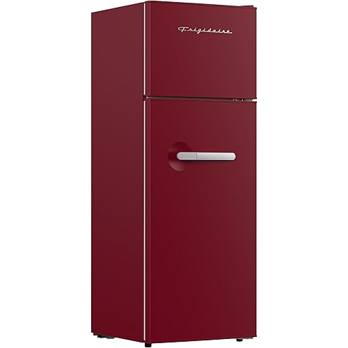 Frigidaire Retro Apartment Size Refrigerator with Top Freezer - 2 Door Fridge with 7.5 Cu Ft of Storage Capacity, Adjustable Spill-Proof Shelves, Door & Crisper Bins, Merlot