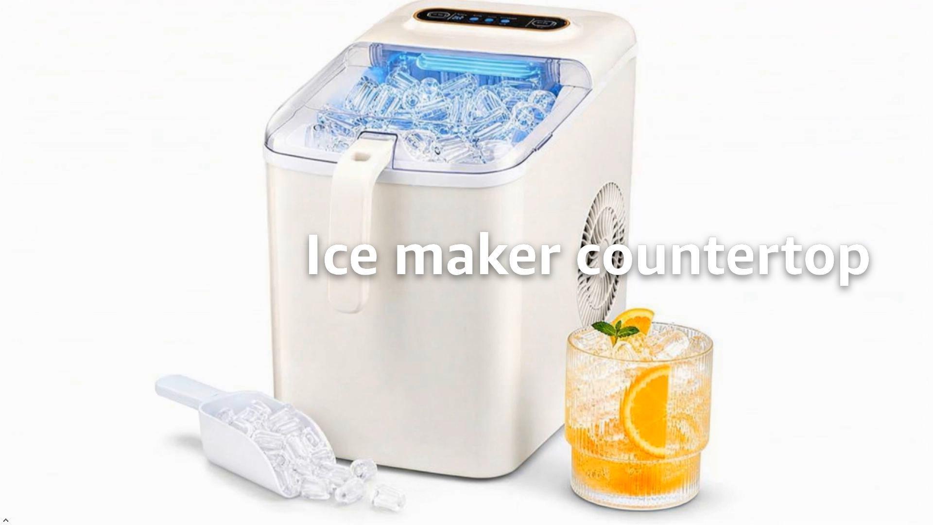 Image of Ice Maker Countertop, Portable Ice Machine with 2 Sizes Bullet Ice, 9 Cubes Ready in 6 Mins, 33lbs /24H, Self-Cleaning Ice Machine with Basket & Scoop for Home Kitchen Office