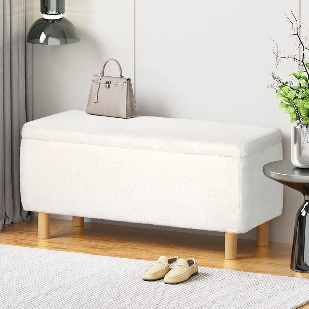 Artiss Upholstered Storage Ottoman, Foot Rest Stool Bench Padded Seat ...